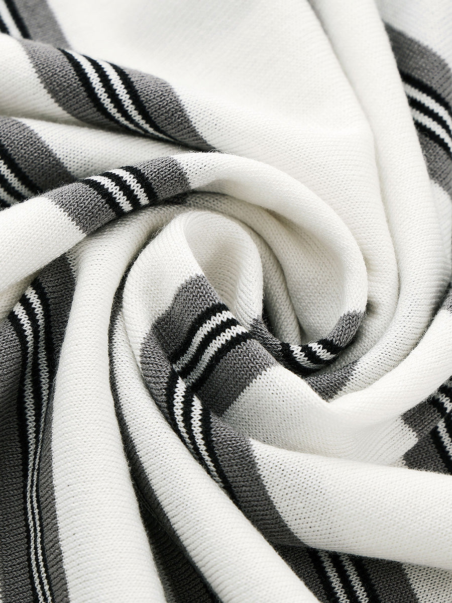 COMOBOCA Women's Striped Round Neck Knit Sweater