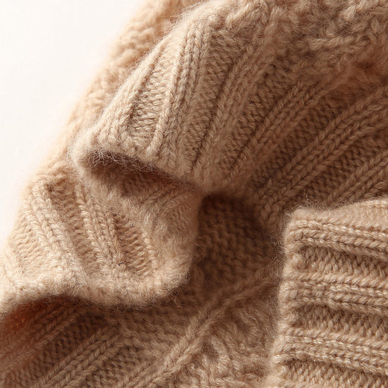 COMOBOCA 100% Cashmere Classic Cable Knit Beanie