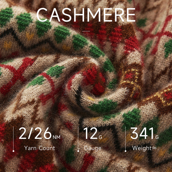 COMOBOCA 100% Cashmere Women's Fair Isle Round Neck Sweater