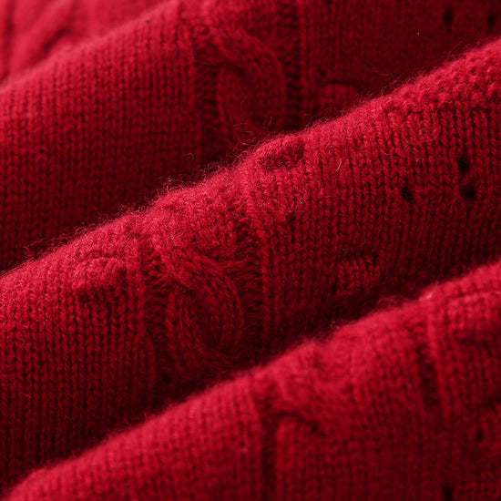 COMOBOCA 100% Cashmere Women's Bow Detailing Cable Knit Vest