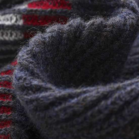 COMOBOCA 100% Wool Men's Striped Ribbed Knit Beanie