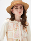 COMOBOCA Women's Printed Panel Knit Cardigan
