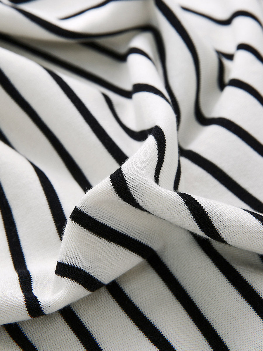 COMOBOCA Women's Striped Henley Button Knit Sweater