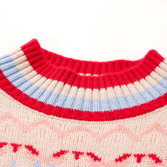 COMOBOCA 100% Wool Kids' Colorful Nordic Pattern Knit Sweater