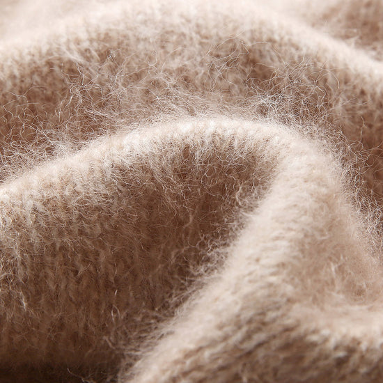 COMOBOCA 100% Wool Women's Fuzzy Round Neck Sweater
