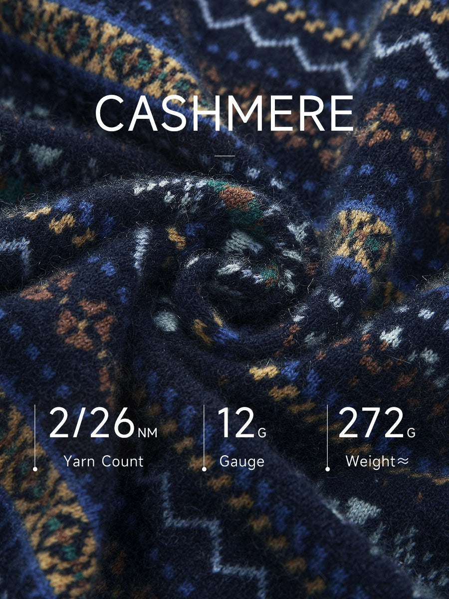 COMOBOCA 100% Cashmere Women's Fair Isle Turtleneck Sweater