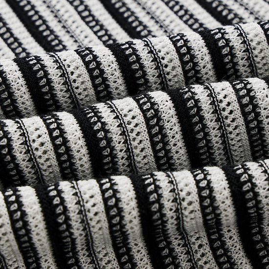 COMOBOCA Women's Striped Mesh Knit Round Neck Sweater