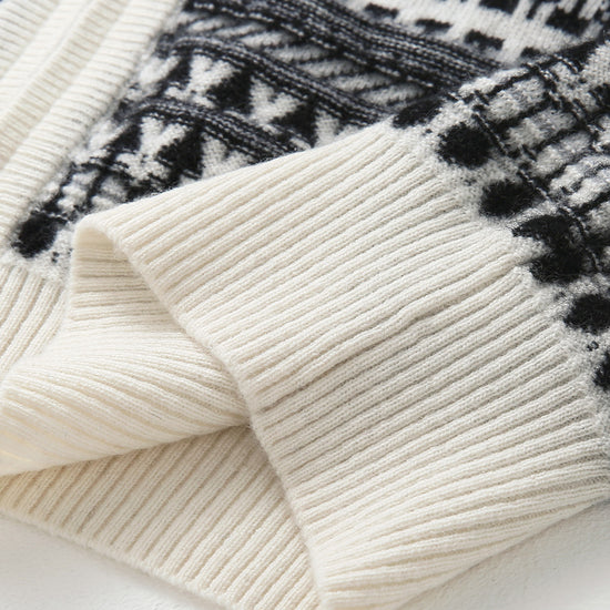 COMOBOCA 100% Cashmere Women's Fair Isle Double Zip Hoodie