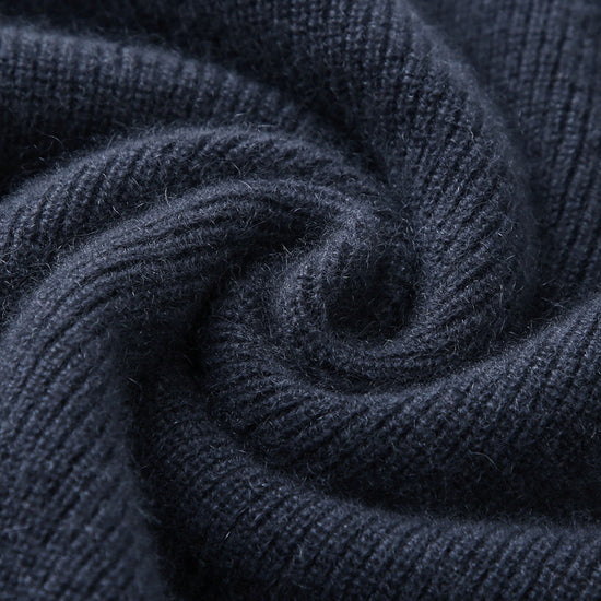 COMOBOCA 100% Cashmere Women's Contrast Trim Zip Sweater