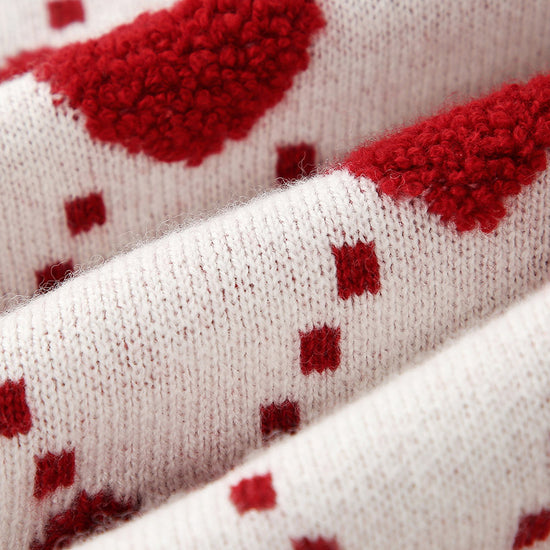 COMOBOCA 100% Wool Kids' Heart Pattern Knit Cardigan