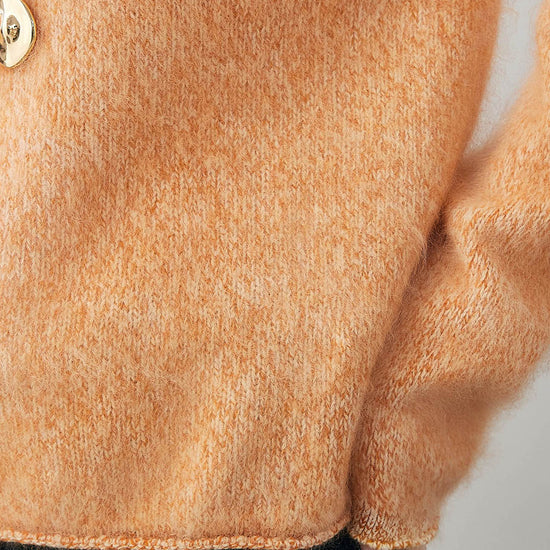 COMOBOCA 100% Wool Women's Fuzzy Round Neck Sweater