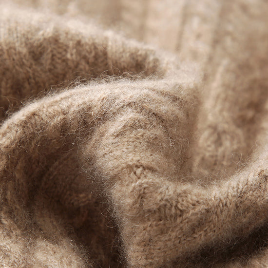 COMOBOCA 100% Cashmere Women's Cardigan Cable Knit Hoodie