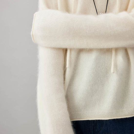 COMOBOCA Women's Wool Fuzzy Hooded Sweater
