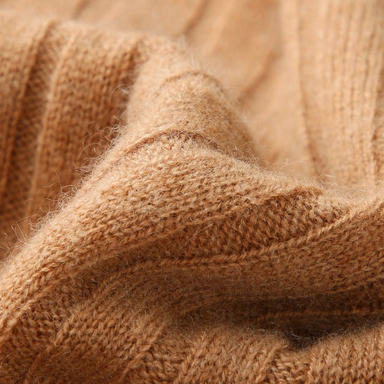 COMOBOCA 100% Cashmere Women's Cozy Ribbed V-Neck Sweater