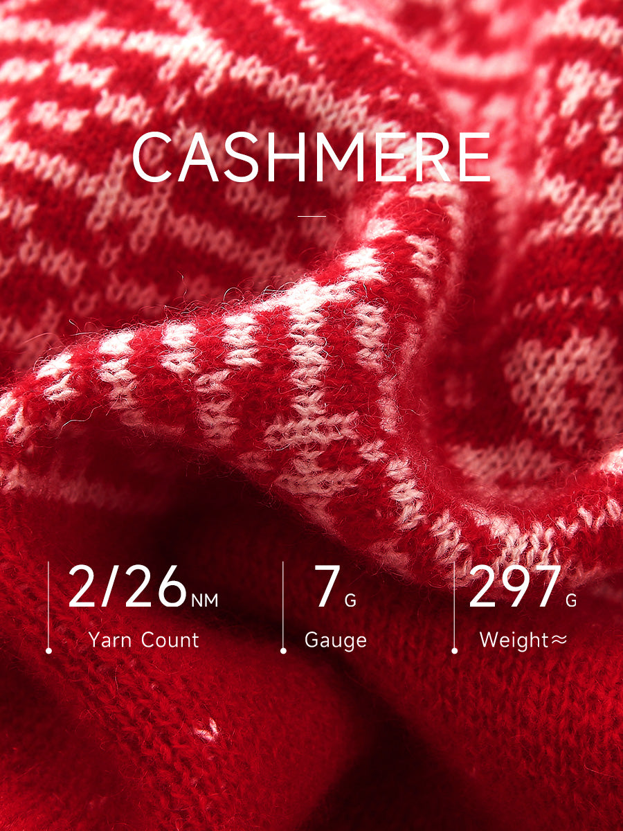 COMOBOCA 100% Cashmere Women's Fair Isle Snowflake Sweater