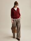 COMOBOCA 100% Wool Women's Cable Knit Zip Cardigan Hoodie