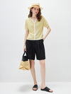 Women’s Linen Blend Striped Knit Pullover Short Sleeve T-Shirt