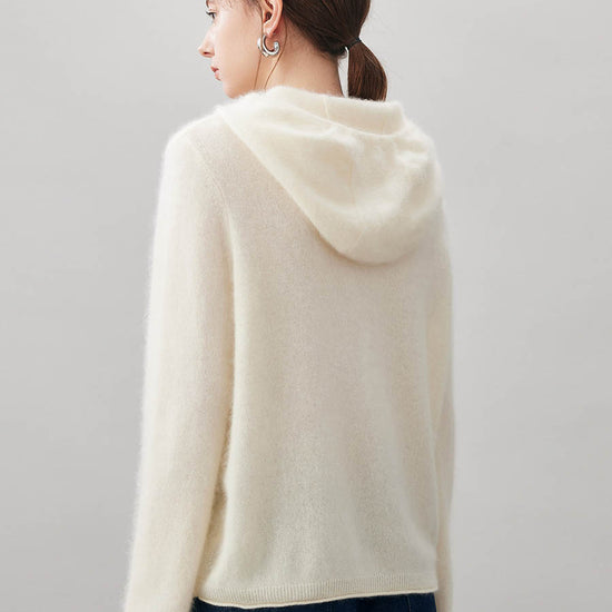 COMOBOCA Women's Wool Fuzzy Hooded Sweater