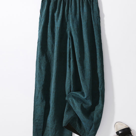 COMOBOCA Teal 100% Mulberry Silk Women's Reversible High Waist Pants