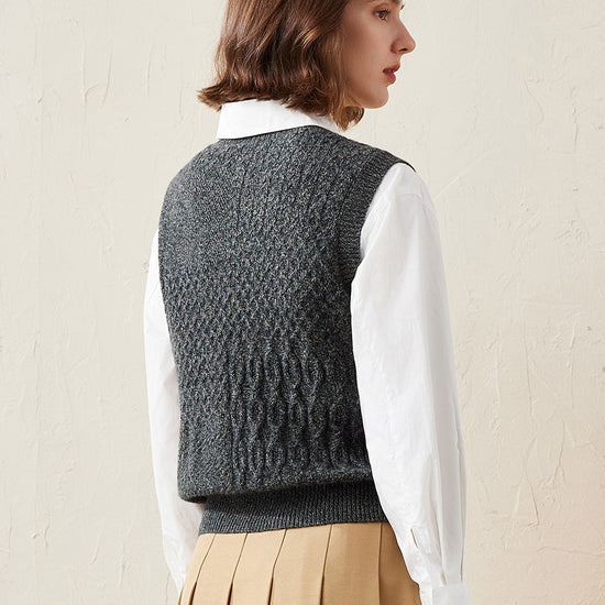 COMOBOCA 100% Cashmere Women's Knitted Sleeveless Sweater Vest