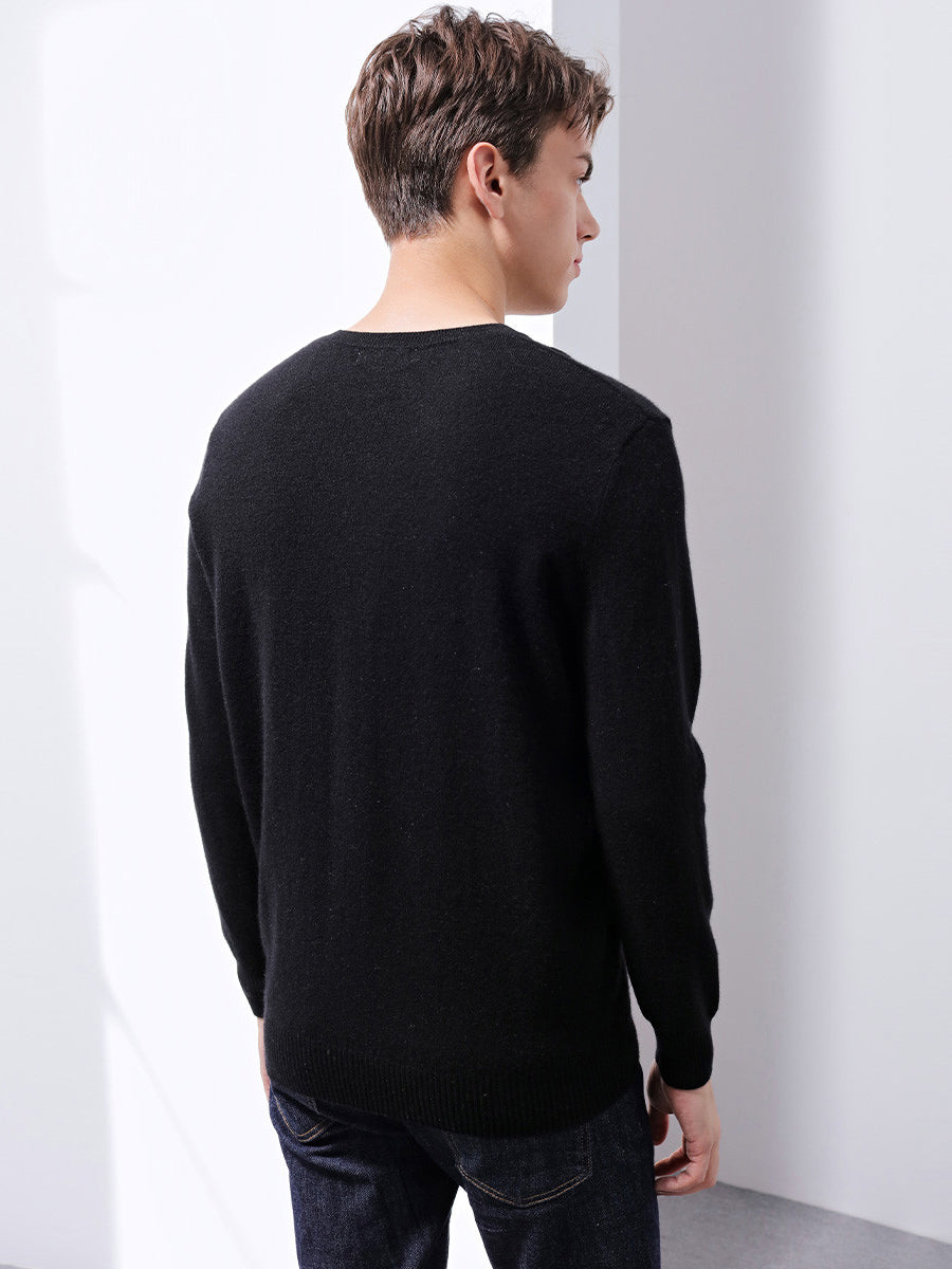 COMOBOCA 100% Cashmere Men's V-Neck Sweater