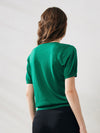COMOBOCA Women's Lyocell V-Neck Ribbed Knit T-Shirt