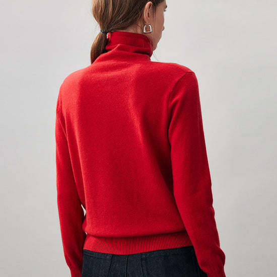 COMOBOCA 100% Cashmere Women's Turtleneck Button-Up Cardigan