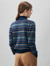 COMOBOCA 100% Cashmere Women's Fair Isle Turtleneck Sweater