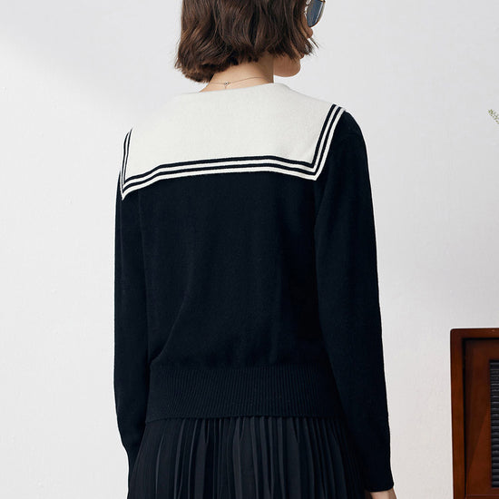 COMOBOCA 100% Cashmere Women's Sailor Collar Cardigan
