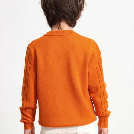 COMOBOCA 100% Wool Kids' Ribbed Round Neck Sweater