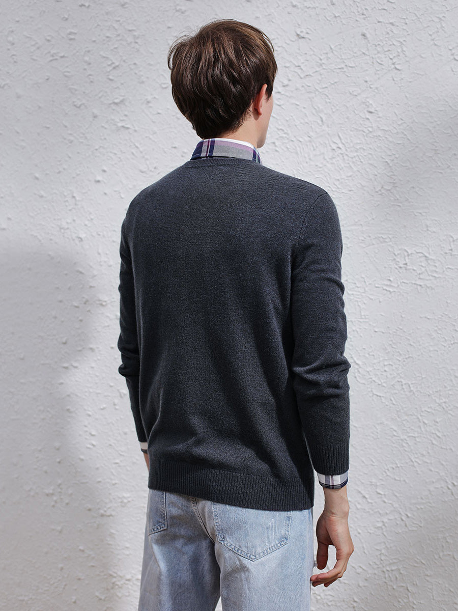 COMOBOCA 100% Cashmere Men's V-Neck Sweater