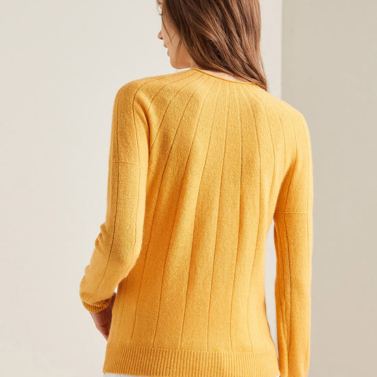 COMOBOCA 100% Cashmere Women's Ribbed Knit Pullover Sweater