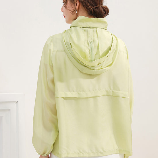 COMOBOCA 100% Mulberry Silk Women's Zip Up Hooded Jacket