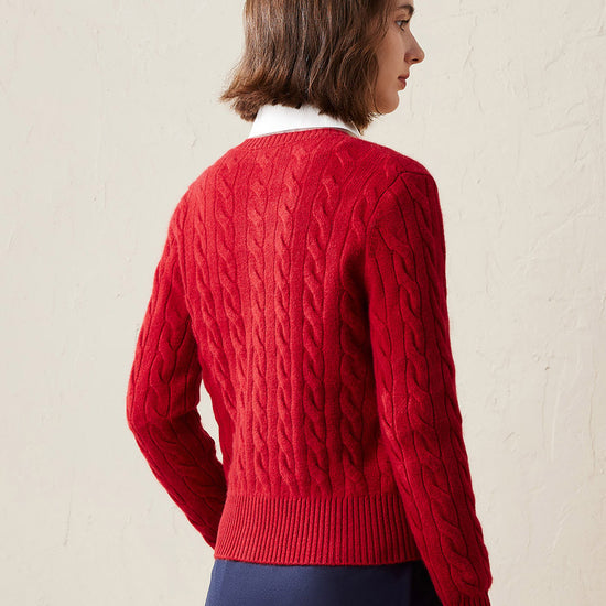 COMOBOCA 100% Cashmere Women's Cable Knit Button Cardigan