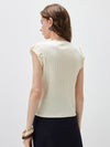 COMOBOCA Women's Ruffled Cap Sleeve Ribbed Knit Blouse