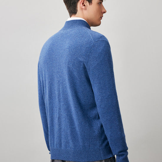 COMOBOCA 100% Cashmere Men's Full Zip Mock Neck Knit Cardigan