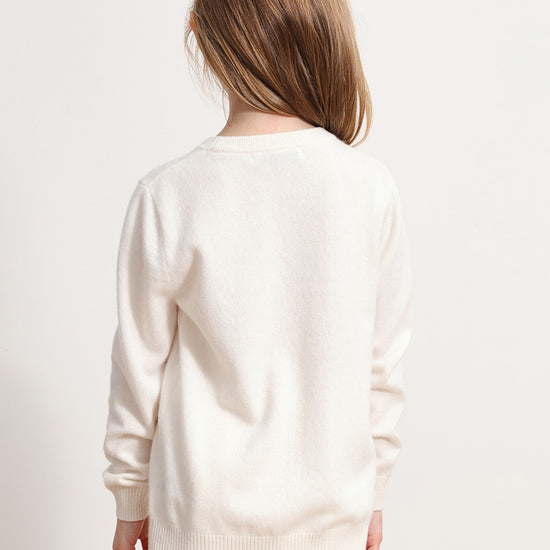 COMOBOCA 100% Wool Kids' Intarsia Round Neck Knit Sweater