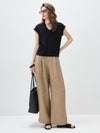 Women’s V-Neck Silk-Cotton Jacquard Knit Short Sleeve T-Shirt