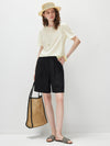 Women's Crew Neck Tonal Jacquard Short Sleeve T-Shirt