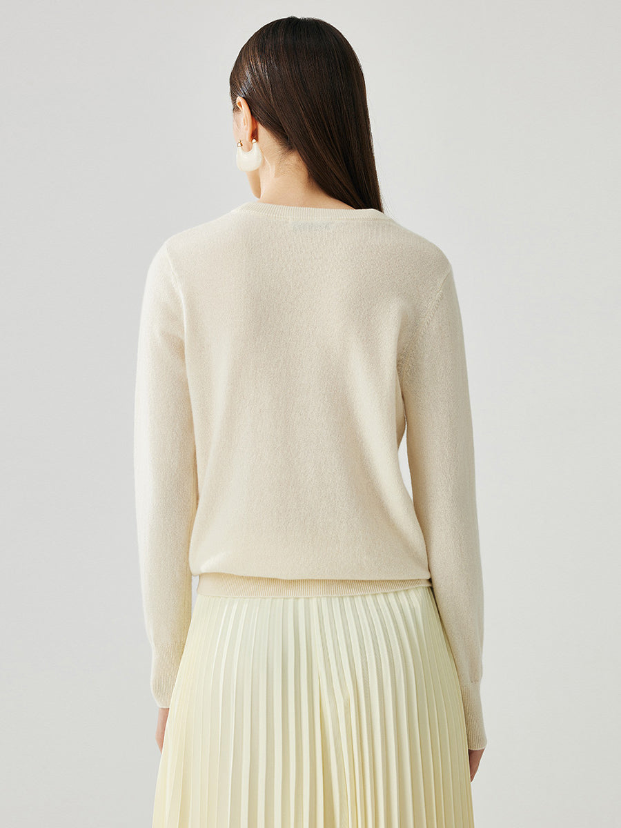 COMOBOCA 100% Cashmere Women's Round Neck Sweater