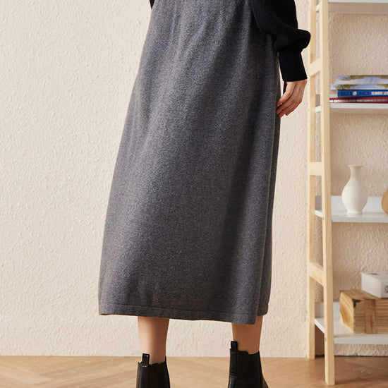 COMOBOCA 100% Cashmere Women's Knit Pleated Skirt