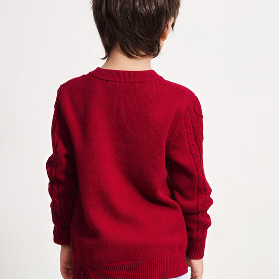 COMOBOCA 100% Wool Kids' Ribbed Round Neck Sweater
