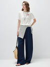 Women's crew neck short-sleeve knitted T-shirt with embroidery