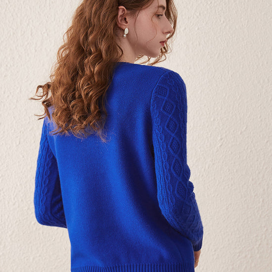 COMOBOCA 100% Wool Women's Cable Knit Sweater
