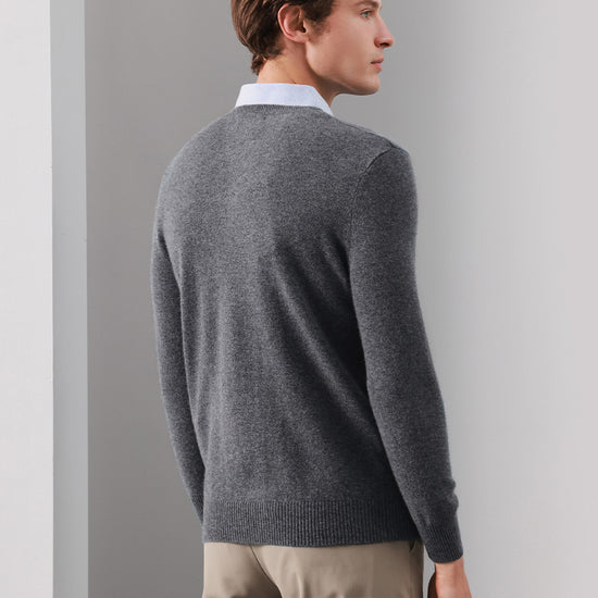 COMOBOCA 100% Cashmere Men's V-Neck Sweater