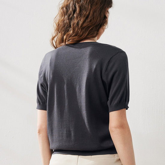 COMOBOCA Women's V-Neck Knit T-Shirt