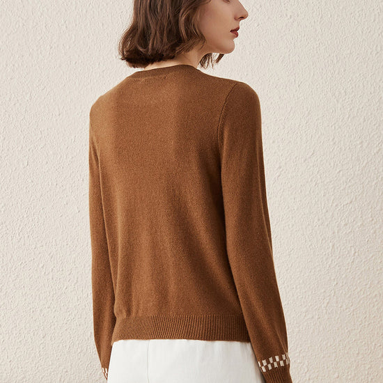 COMOBOCA 100% Cashmere Women's Round Neck Knit Sweater