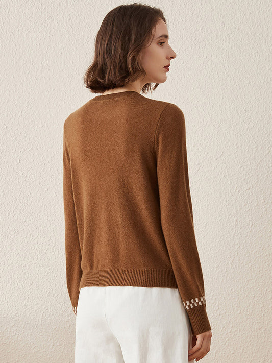 COMOBOCA 100% Cashmere Women's Round Neck Knit Sweater