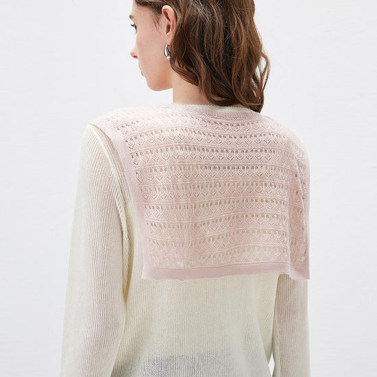 COMOBOCA Women's Tie-Front Lace Knit Shawl