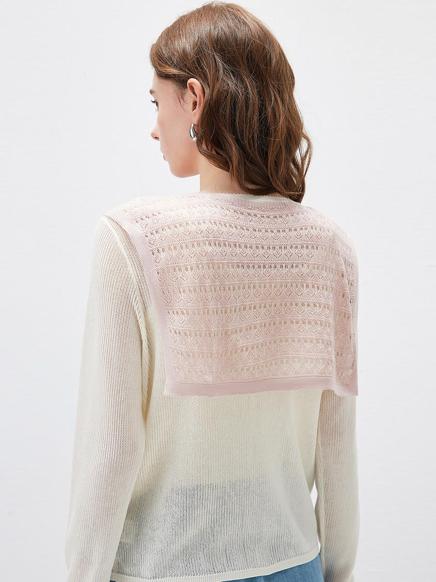 COMOBOCA Women's Tie-Front Lace Knit Shawl